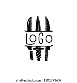 Knifes. Hand drawn logo concept. vector illustration
