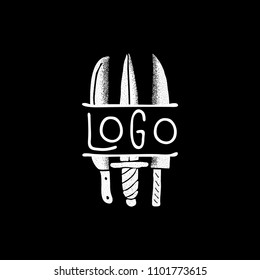 Knifes. Hand drawn logo concept. vector illustration