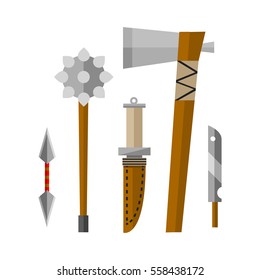 Knifes and hand weapon vector illustration.
