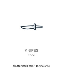 Knifes icon. Thin linear knifes outline icon isolated on white background from food collection. Line vector sign, symbol for web and mobile