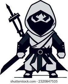 Knight 2D icon. Warrior or Ninja symbol illustration.