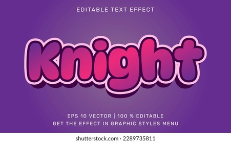 Knight 3d editable text effect template. Suitable for brand or business logo