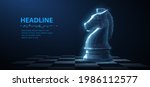 Knight. Abstract vector 3d chess knight on chessboard. Business strategy, marketing solution, strategic vision, innovate technology concept.