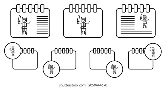 Ritter, Abenteuer-Vektorsymbol in Kalender-Set-Illustration für i und ux, Website oder mobile Anwendung