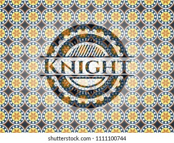 Knight arabic badge. Arabesque decoration.