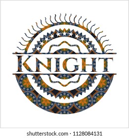 Knight arabic style emblem. Arabesque decoration.