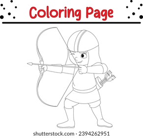 knight archer with arrow bow coloring page