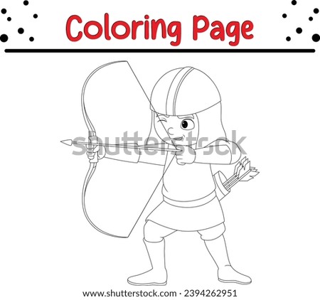 knight archer with arrow bow coloring page
