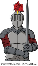 Knight in Armor Cartoon Colored Clipart 