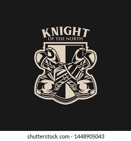 Knight Armor Emblem Vector With Hand Armor Illustration