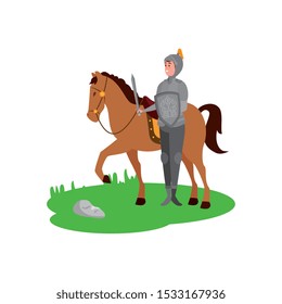 knight with armor and horse vector illustration design