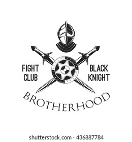 Knight armor mascot. Calligraphy element. 