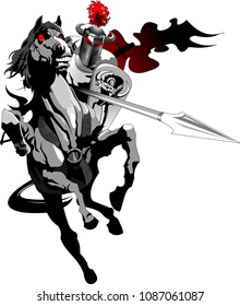 Knight with armor riding a horse and Jousting, vector