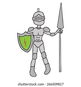 Knight armor spear cartoon vector