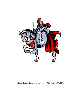 Knight with armored horse vector