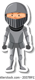 Knight in armour cartoon sticker illustration