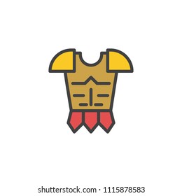 Knight armour filled outline icon, line vector sign, linear colorful pictogram isolated on white. Medieval protective vest symbol, logo illustration. Pixel perfect vector graphics