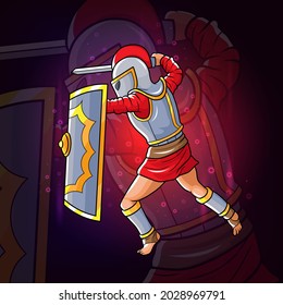 The knight in attack position esport logo design inspiration of illustration