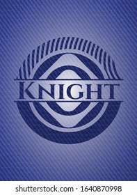 Knight badge with denim background. Vector Illustration. Detailed.