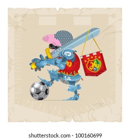 Knight of the ball, pennant and sword, 2, football, vector