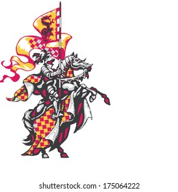 Knight with banner in five colors - left