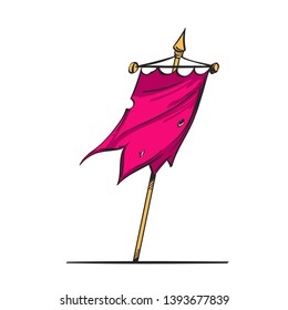 Knight banner on a white background. Cartoon style.