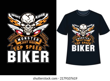 Knight Bike rider t-shirt design, Monster top speed bike rider.