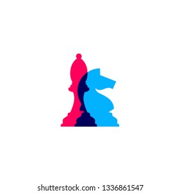 knight and bishop logo vector icon illustration