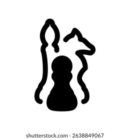 Knight, Bishop, and Pawn Figures Representing a Chess Set