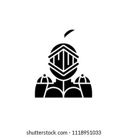 Knight black icon concept. Knight flat  vector symbol, sign, illustration.