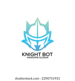 arte de línea de gradiente de diseño del logotipo de knight bot