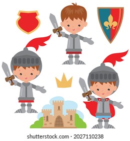 Knight boy vector cartoon illustration