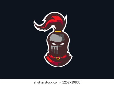Knight, brave medieval warrior, vector logo design illustration