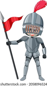 Knight cartoon character on white background illustration