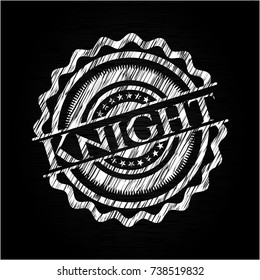 Knight chalkboard emblem written on a blackboard