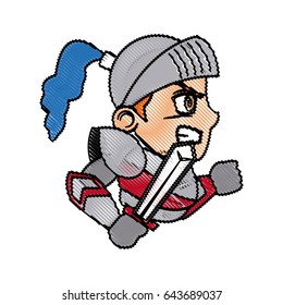 knight character with armor sword shield