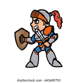 knight character with armor sword shield