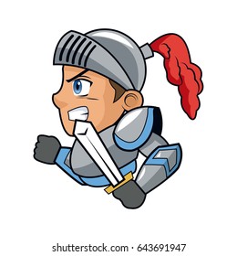 knight character with armor sword shield