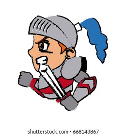 knight character with armor sword shield