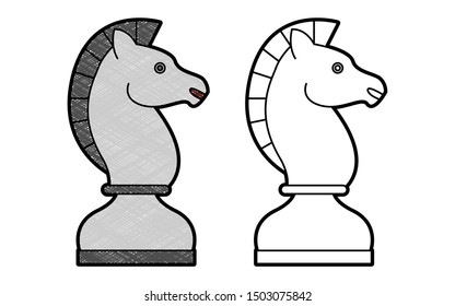 Knight chess design vector with texture. black and white colors