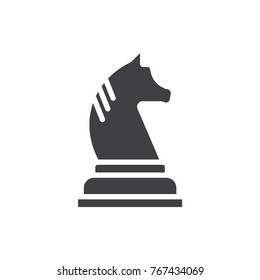 Knight chess figure black filled solid icon.