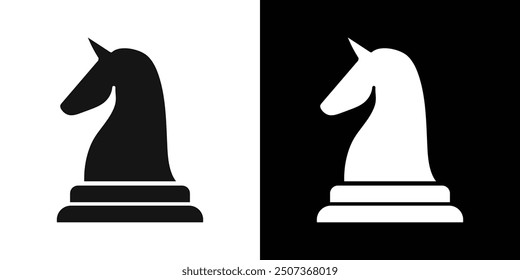 knight chess icon flat line symbol set.