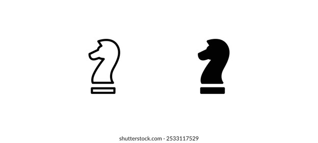 Knight chess icon, Chess horse line and flat icons set, editable stroke isolated on white, linear vector outline illustration, symbol logo design style