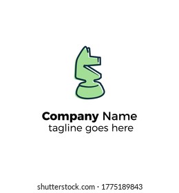 knight chess logo design icon vector illustration simple line