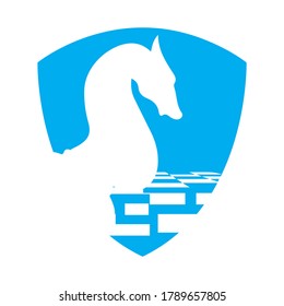knight chess logo design vector template