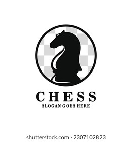 Knight chess logo design vector illustration