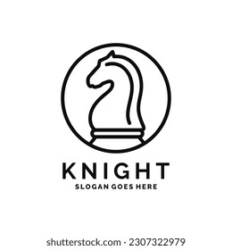 Knight chess logo design vector illustration