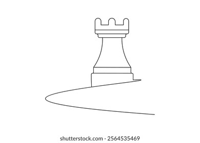 Knight chess one line drawing and Knight chess continuous isolated outline flat vector illustration