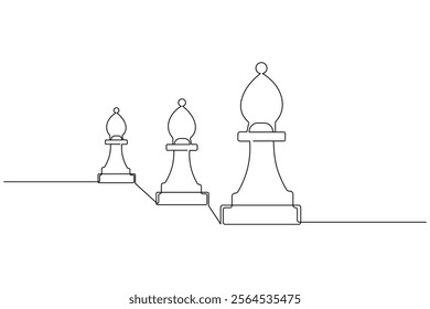 Knight chess one line drawing and Knight chess continuous isolated outline flat vector illustration