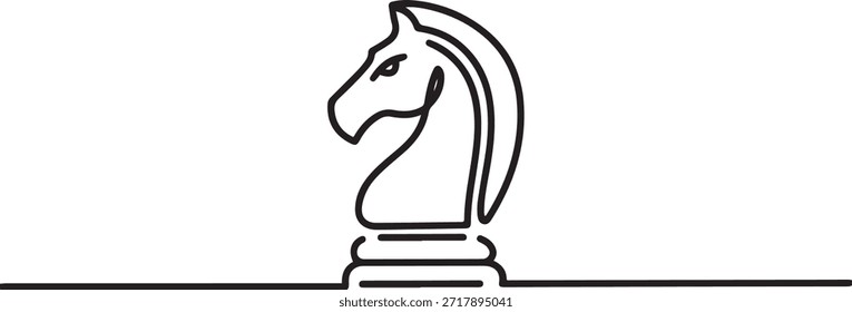 Knight chess one line drawing of minimalist vector icon. one line Icon drawing
